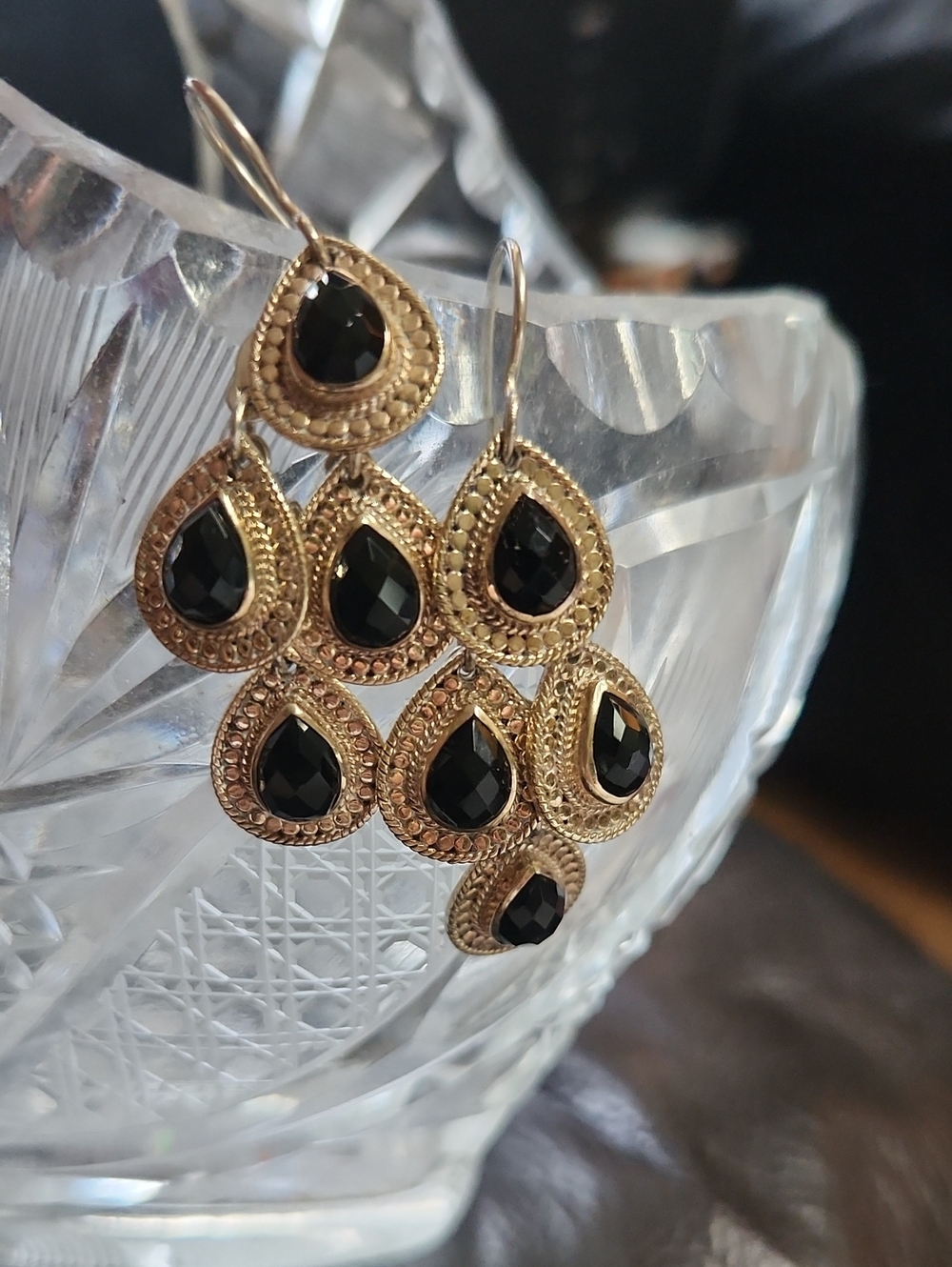 Teardrop Chandelier Earrings with ONYX ANNA BECK